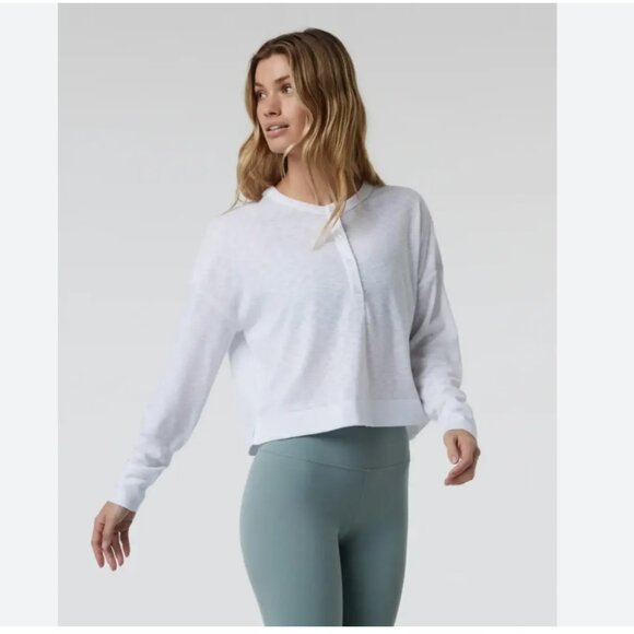 Vuori Womens L/S Sunrise Oversize Henley White Medium - Picture 3 of 4